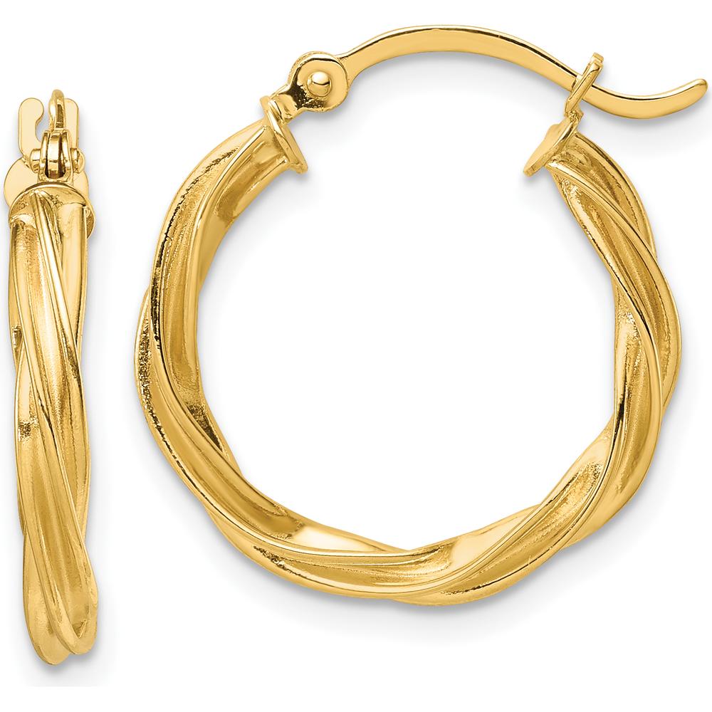 14K Yellow Gold Polished Twisted 2.5mm Hoop Earrings by 0