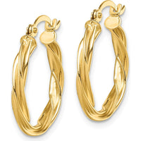 14K Yellow Gold Polished Twisted 2.5mm Hoop Earrings by 0