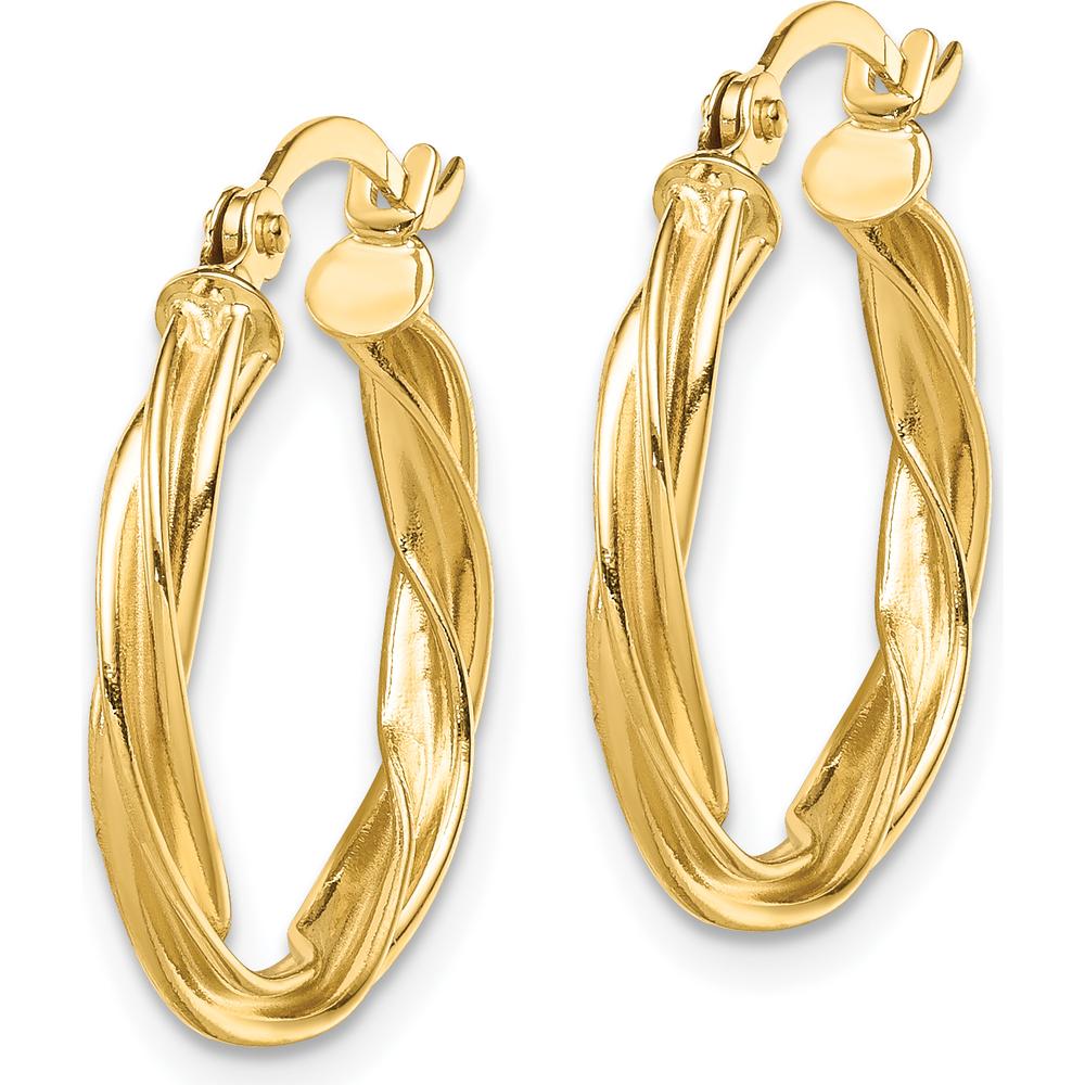 14K Yellow Gold Polished Twisted 2.5mm Hoop Earrings by 0