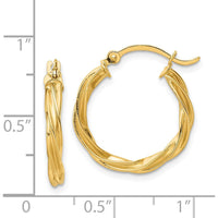 14K Yellow Gold Polished Twisted 2.5mm Hoop Earrings by 0
