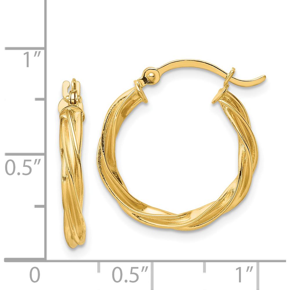 14K Yellow Gold Polished Twisted 2.5mm Hoop Earrings by 0