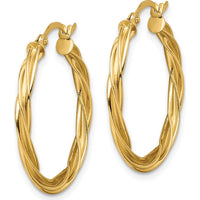 14K Yellow Gold Polished Twisted 2.5mm Hoop Earrings by 0