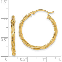 14K Yellow Gold Polished Twisted 2.5mm Hoop Earrings by 0