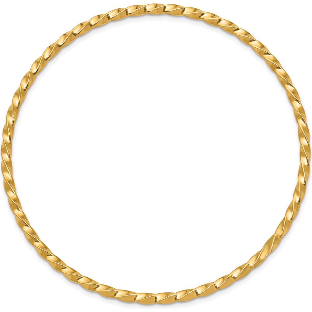 14K Yellow Gold Polished Twisted 2.5mm Slip-On Round Bangle Bracelet by Oro Pregiato