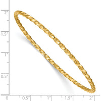 14K Yellow Gold Polished Twisted 2.5mm Slip-On Round Bangle Bracelet by Oro Pregiato