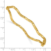14K Yellow Gold Polished Twisted 3.00mm Hinged Oval Bangle Bracelet by Oro Pregiato