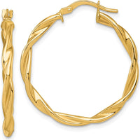 14K Yellow Gold Polished Twisted 30mm Hoop Earrings by 0