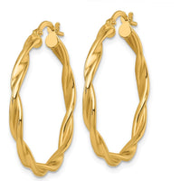 14K Yellow Gold Polished Twisted 30mm Hoop Earrings by 0