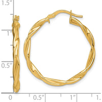 14K Yellow Gold Polished Twisted 30mm Hoop Earrings by 0