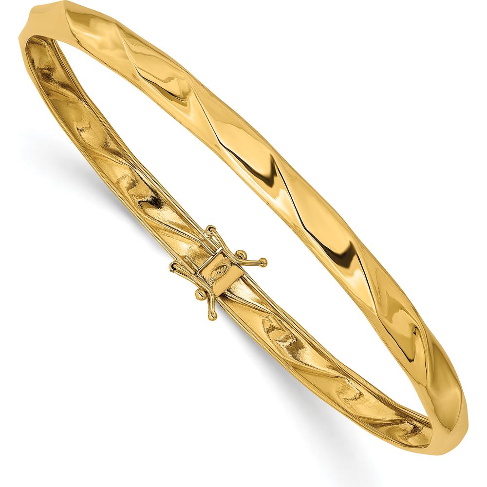 14K Yellow Gold Polished Twisted 5mm Flexible Bangle Bracelet - Women's Luxury Jewelry by Oro Pregiato