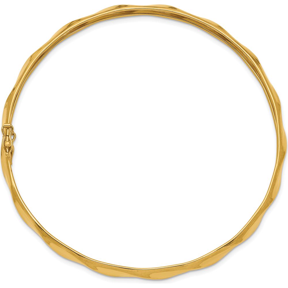 14K Yellow Gold Polished Twisted 5mm Flexible Bangle Bracelet - Women's Luxury Jewelry by Oro Pregiato