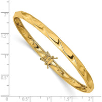 14K Yellow Gold Polished Twisted 5mm Flexible Bangle Bracelet - Women's Luxury Jewelry by Oro Pregiato