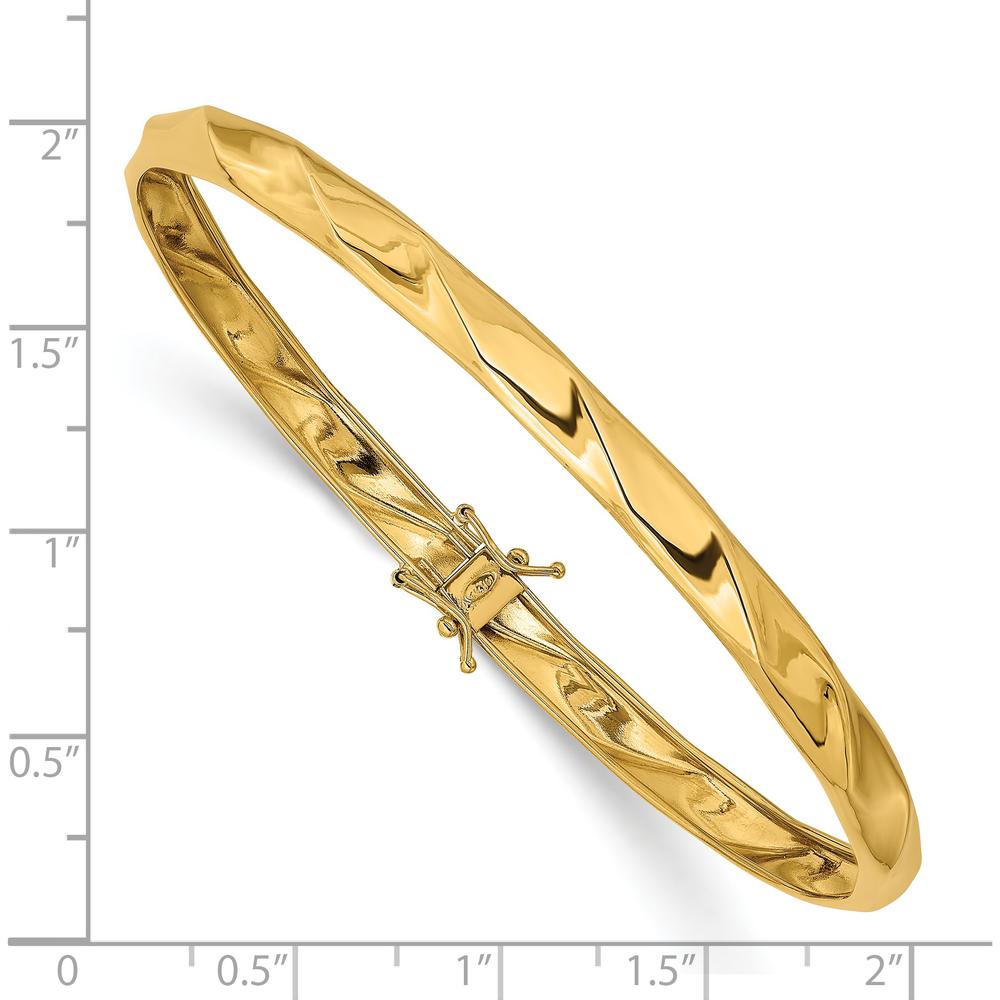 14K Yellow Gold Polished Twisted 5mm Flexible Bangle Bracelet - Women's Luxury Jewelry by Oro Pregiato