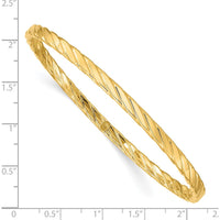 14K Yellow Gold Polished Twisted Bangle Bracelet - 8.5in Length by Oro Pregiato