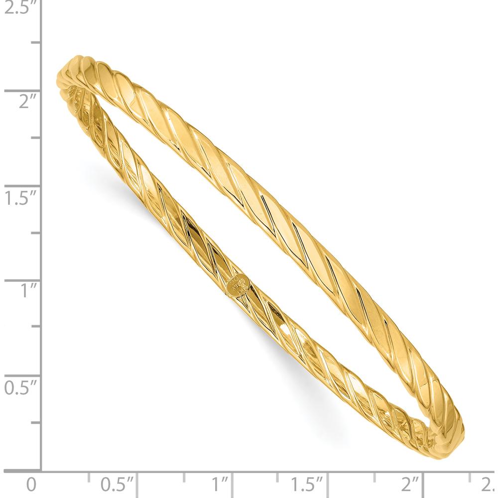 14K Yellow Gold Polished Twisted Bangle Bracelet - 8.5in Length by Oro Pregiato