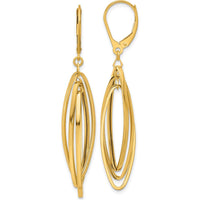 14K Yellow Gold Polished Twisted Dangle Leverback Earrings - 54mm Length by 0