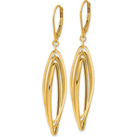 14K Yellow Gold Polished Twisted Dangle Leverback Earrings - 54mm Length by 0