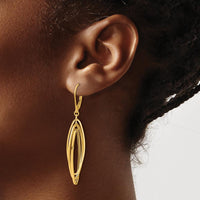 14K Yellow Gold Polished Twisted Dangle Leverback Earrings - 54mm Length by 0