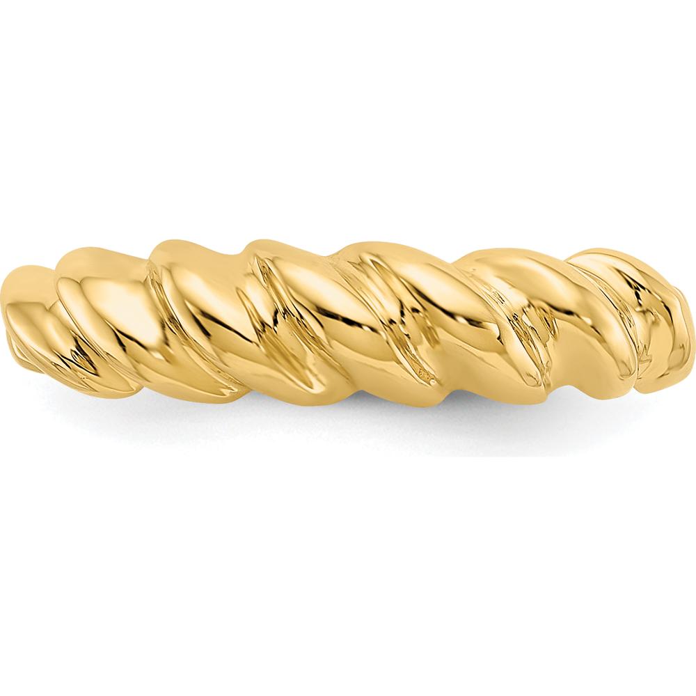 14K Yellow Gold Polished Twisted Dome Fashion Ring - Modern and Sleek Design by 0