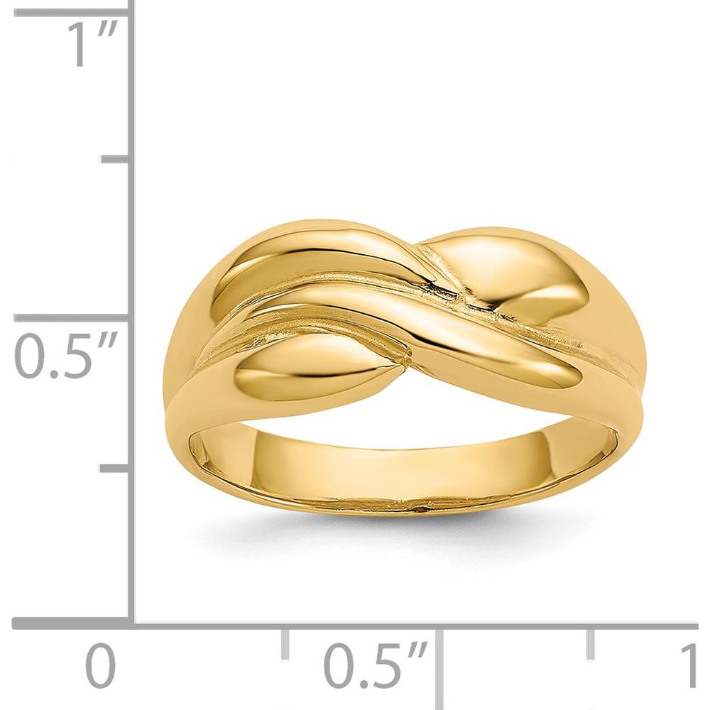 14K Yellow Gold Polished Twisted Dome Ring with Tapered Band - Fashion Jewelry Essential by Oro Pregiato