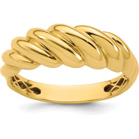 14K Yellow Gold Polished Twisted Domed Band Ring - 2.9mm Wide by 0