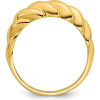 14K Yellow Gold Polished Twisted Domed Band Ring - 2.9mm Wide by 0
