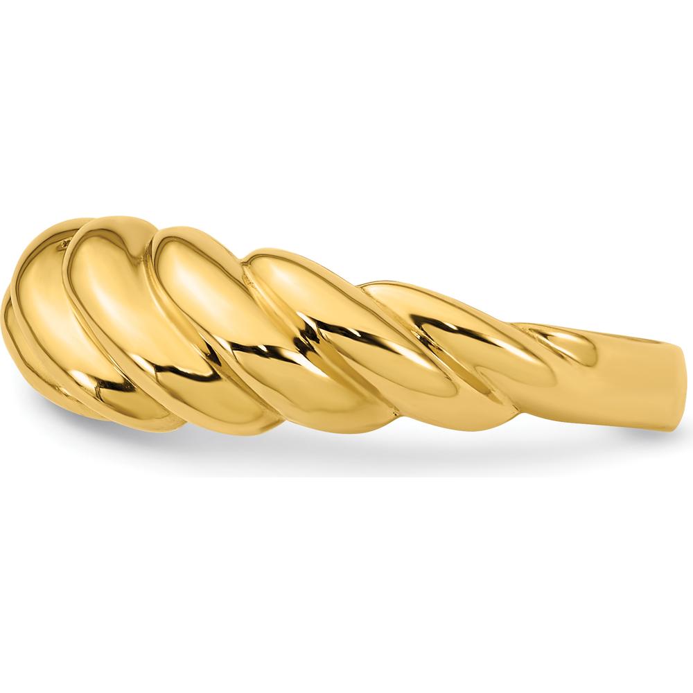14K Yellow Gold Polished Twisted Domed Band Ring - 2.9mm Wide by 0