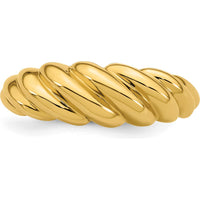 14K Yellow Gold Polished Twisted Domed Band Ring - 2.9mm Wide by 0