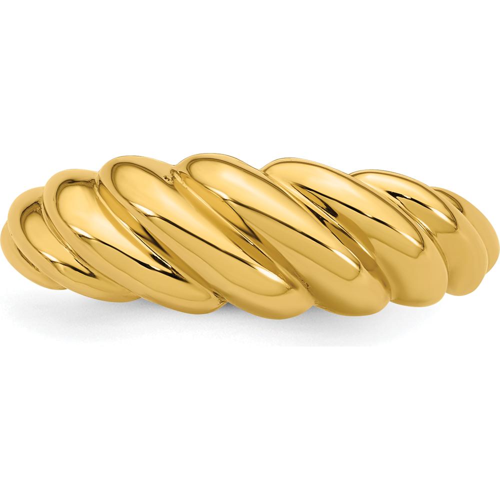 14K Yellow Gold Polished Twisted Domed Band Ring - 2.9mm Wide by 0