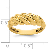 14K Yellow Gold Polished Twisted Domed Band Ring - 2.9mm Wide by 0