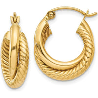 14K Yellow Gold Polished Twisted Double Hoop Earrings - Elegant Hoop Design by Oro Pregiato