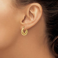 14K Yellow Gold Polished Twisted Double Hoop Earrings - Elegant Hoop Design by Oro Pregiato