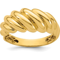 14K Yellow Gold Polished Twisted Graduated Domed Fashion Ring - Size 7 by 0