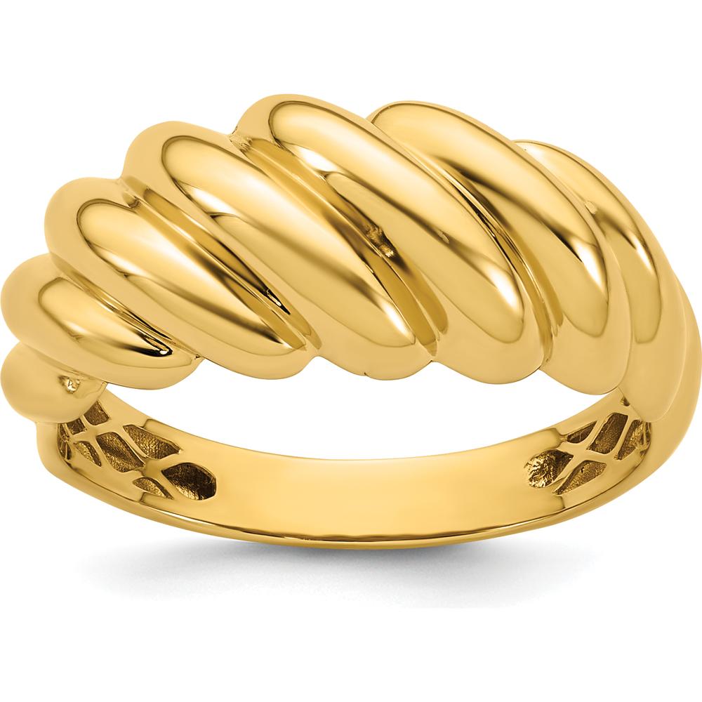 14K Yellow Gold Polished Twisted Graduated Domed Fashion Ring - Size 7 by 0