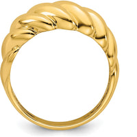14K Yellow Gold Polished Twisted Graduated Domed Fashion Ring - Size 7 by 0