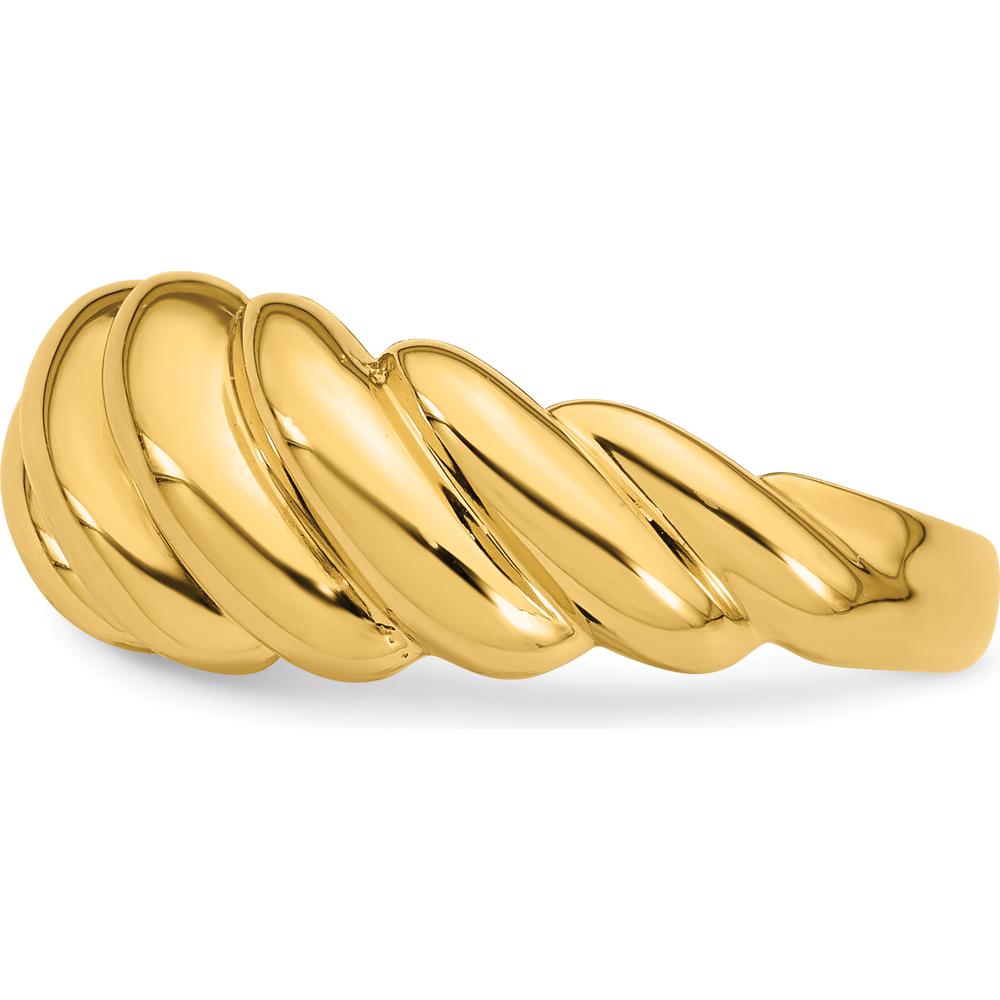 14K Yellow Gold Polished Twisted Graduated Domed Fashion Ring - Size 7 by 0