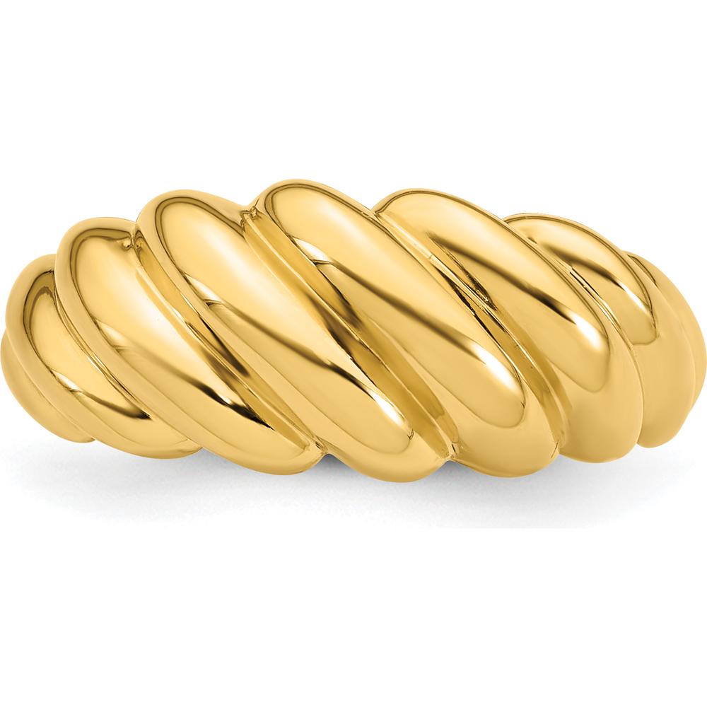 14K Yellow Gold Polished Twisted Graduated Domed Fashion Ring - Size 7 by 0