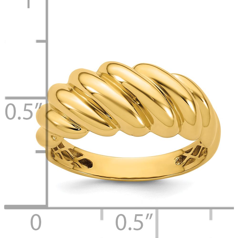 14K Yellow Gold Polished Twisted Graduated Domed Fashion Ring - Size 7 by 0