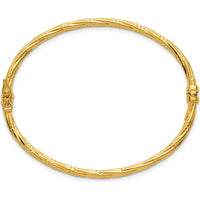 14K Yellow Gold Polished Twisted Hinged Oval Bangle Bracelet - 2.87mm Width by Oro Pregiato