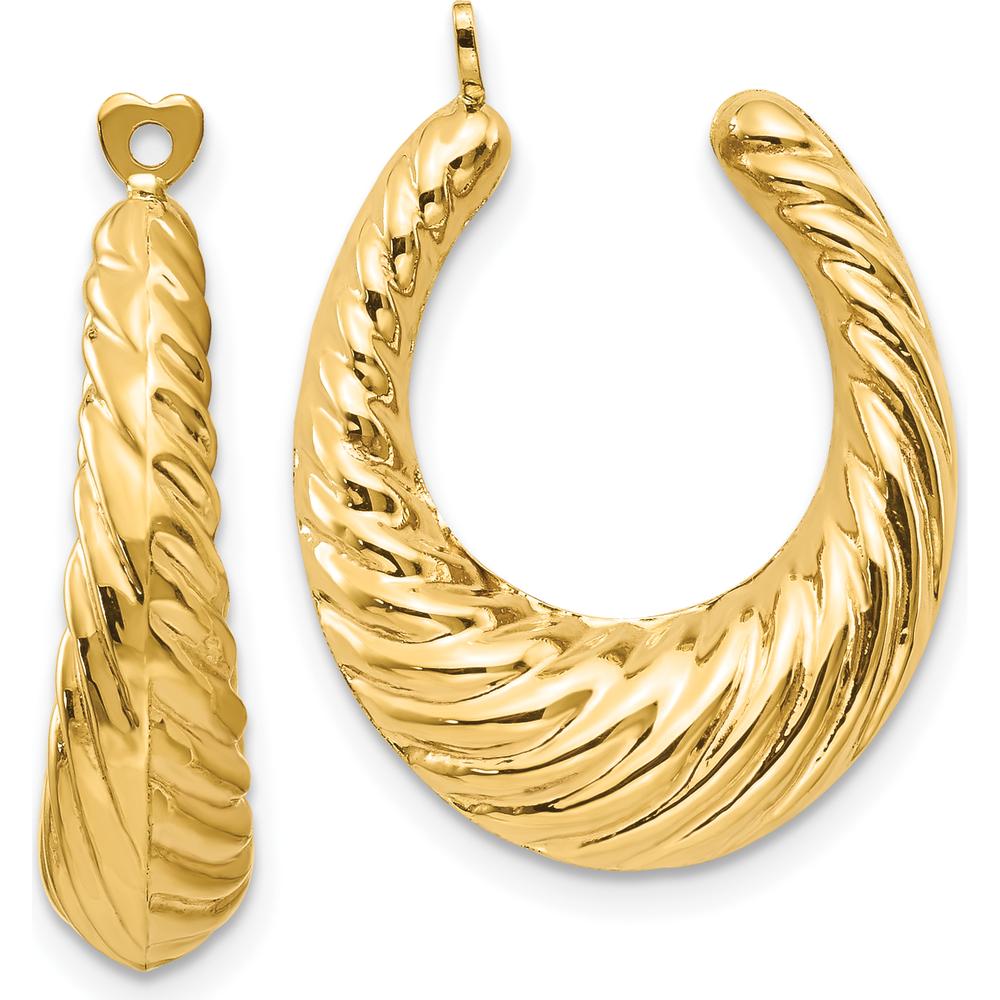 14K Yellow Gold Polished Twisted Hollow Hoop Earring Jackets - 24mm Length, 6mm Width by Oro Pregiato