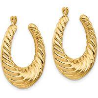 14K Yellow Gold Polished Twisted Hollow Hoop Earring Jackets - 24mm Length, 6mm Width by Oro Pregiato