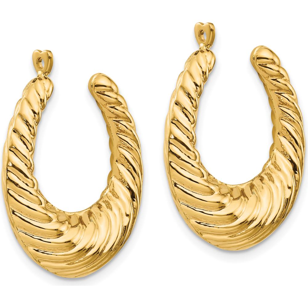 14K Yellow Gold Polished Twisted Hollow Hoop Earring Jackets - 24mm Length, 6mm Width by Oro Pregiato