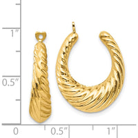 14K Yellow Gold Polished Twisted Hollow Hoop Earring Jackets - 24mm Length, 6mm Width by Oro Pregiato
