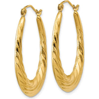 14K Yellow Gold Polished Twisted Hollow Hoop Earrings - 32mm Length by 0