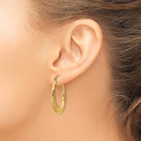 14K Yellow Gold Polished Twisted Hollow Hoop Earrings - 32mm Length by 0