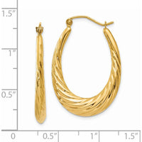 14K Yellow Gold Polished Twisted Hollow Hoop Earrings - 32mm Length by 0