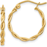 14K Yellow Gold Polished Twisted Hoop Earrings - 17.5mm Length by Oro Pregiato