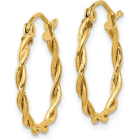 14K Yellow Gold Polished Twisted Hoop Earrings - 17.5mm Length by Oro Pregiato