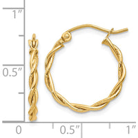 14K Yellow Gold Polished Twisted Hoop Earrings - 17.5mm Length by Oro Pregiato