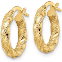 14K Yellow Gold Polished Twisted Hoop Earrings - 17mm Length by 0